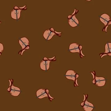 Seamless pattern leather saddle cartoon vector Stock Illustration