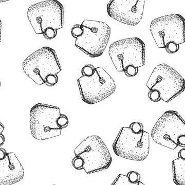 Seamless pattern leather trendy handbag sketch hand drawn 库存插图