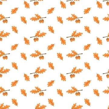 Seamless pattern with leaves and acorns Illustrazione stock