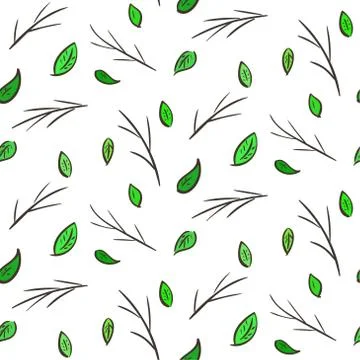 Seamless pattern with leaves and branches Stock Illustration