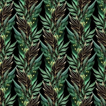 Seamless pattern with leaves and branches Stock-Illustration