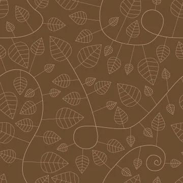 Seamless pattern with leaves and curves Stock Illustration