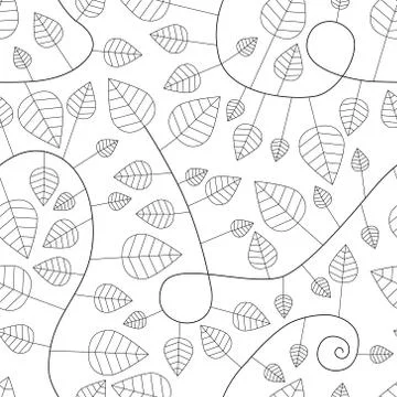 Seamless pattern with leaves and curves Stock Illustration