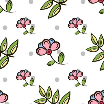 Seamless Pattern Leaves And Flowers Stockillustratie