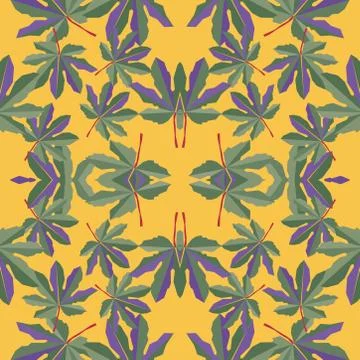 Seamless pattern with leaves and flowers Background with flowers Stock Illustration