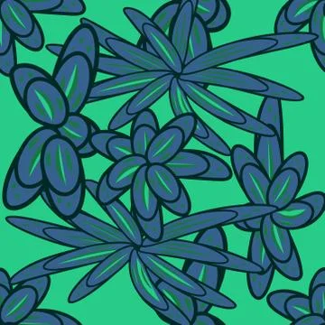 Seamless pattern with leaves and flowers doodling style Stock Illustration