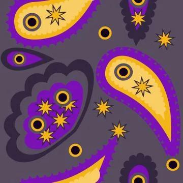 Seamless pattern with leaves and flowers paisley style Stock Illustration