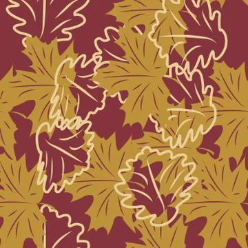 Seamless pattern with leaves and flowers doodling style Stock Illustration