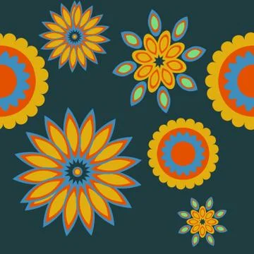 Seamless pattern with leaves and flowers paisley style Stock Illustration