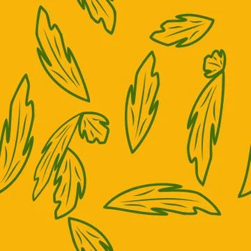 Seamless pattern with leaves and flowers linocut style Stock Illustration