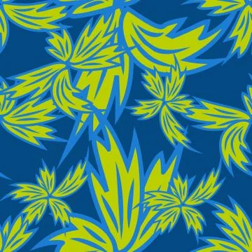 Seamless pattern with leaves and flowers doodling style Stock Illustration