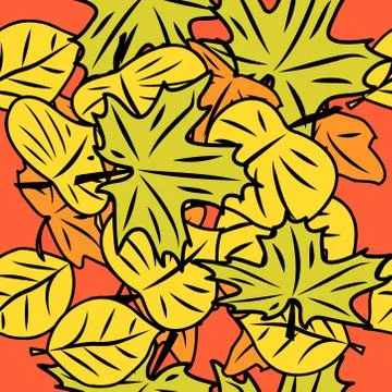 Seamless pattern with leaves and flowers doodling style Stock Illustration