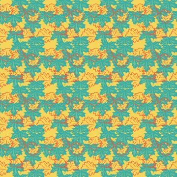 Seamless pattern with leaves and flowers linocut style Stock Illustration