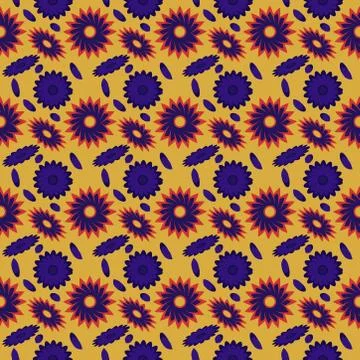 Seamless pattern with leaves and flowers doodling style Stock Illustration