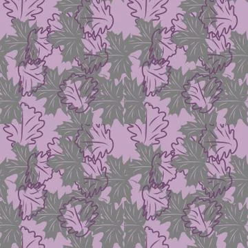 Seamless pattern with leaves and flowers doodling style Stock Illustration