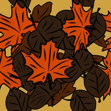 Seamless pattern with leaves and flowers doodling style Stock Illustration