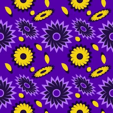 Seamless pattern with leaves and flowers doodling style Stock Illustration