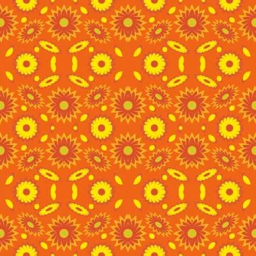 Seamless pattern with leaves and flowers doodling style Stock Illustration