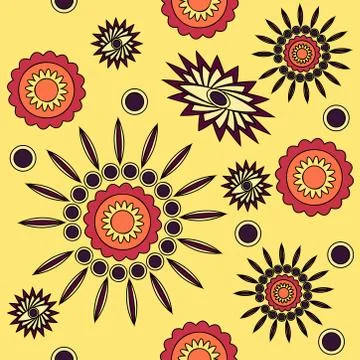 Seamless pattern with leaves and flowers paisley style Stock Illustration