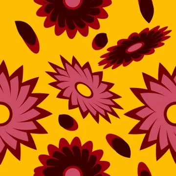 Seamless pattern with leaves and flowers doodling style Stock Illustration