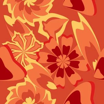 Seamless pattern with leaves and flowers doodling style Stock Illustration