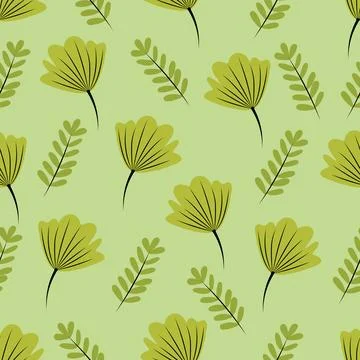 A seamless pattern of leaves and flowers Stock Illustration