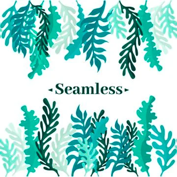 Seamless pattern of leaves and greens. Spring design. Stock Illustration