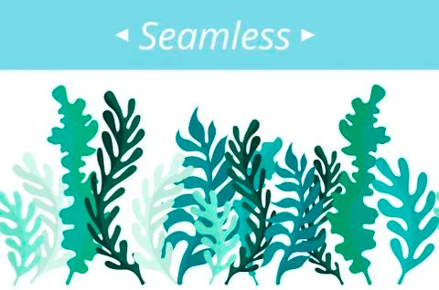 Seamless pattern of leaves and greens. Spring design. Stock Illustration