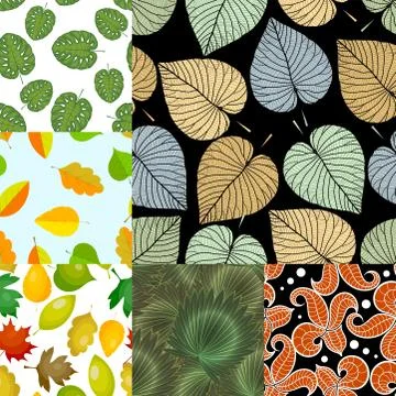 Seamless pattern with leaves background vector illustration nature design floral Ilustração Stock
