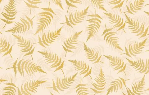 Seamless pattern with leaves backgrounds, golds fern  background Stock Illustration