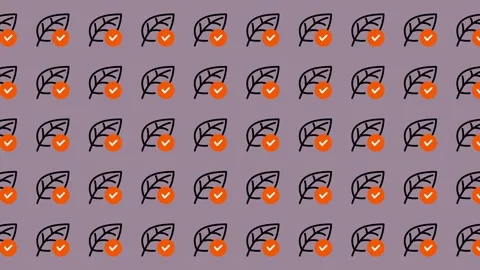 Seamless Pattern of Leaves with Checkmarks. Stock Footage 325386445