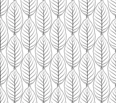 Seamless pattern with leaves for coloring book page vector Stock Illustration