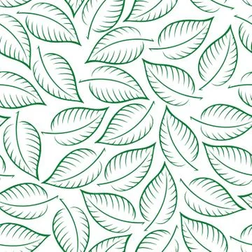 Seamless Pattern, Leaves Contours Illustrazione stock