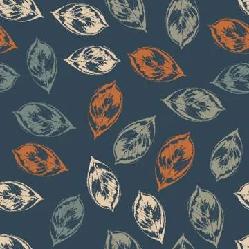 Seamless pattern with leaves on dark background Stock Illustration