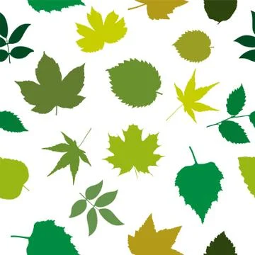 Seamless pattern with leaves of different plants. Modern random colors. 스톡 일러스트