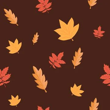 A seamless pattern leaves from different trees Stock Illustration