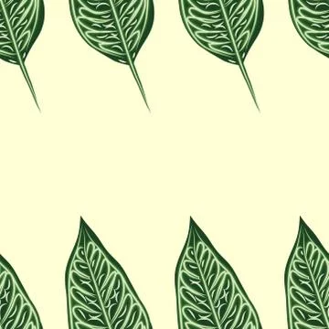 Seamless pattern with leaves of ficus benjamin on green background 스톡 일러스트