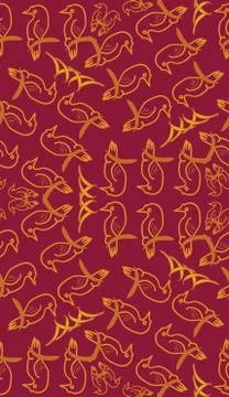 Seamless pattern with leaves, flowers and birds. Vector illustration Illustrazione stock