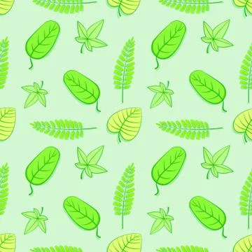 Seamless pattern leaves on green background. Stock Illustration