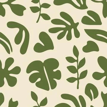 Seamless pattern leaves green hand drawn. Vector illustration. Illustrazione stock