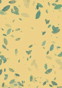 Seamless pattern with leaves. Green leaves on yellow background. Modern leaf Illustrazione stock