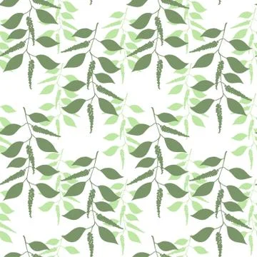 Seamless pattern leaves of green pepper Stock Illustration