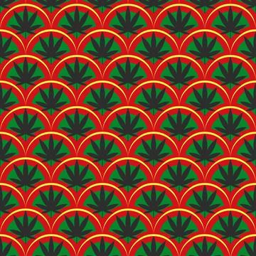Seamless pattern with leaves of hemp Marijuana leaf. Cannabis plant scales Stock Illustration