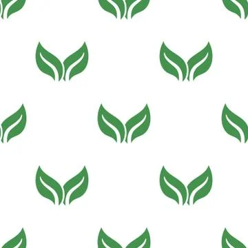 Seamless pattern with leaves icon. Green ecological sign. Protect planet. Vector Stock Illustration