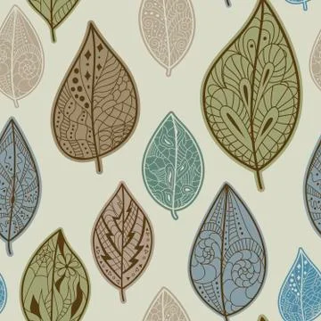 Seamless pattern with leaves Stock Illustration