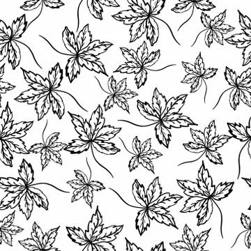 Seamless pattern with leaves on an isolated background. Coloring book for Stock Illustration