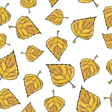 Seamless pattern with leaves on an isolated background. Windy colored leaves. Stock Illustration