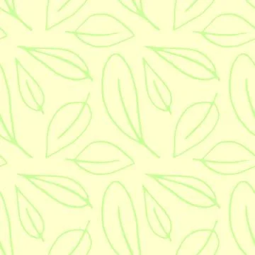 Seamless pattern of leaves isolated, green outline in sketch style. Simple ve Illustrazione stock
