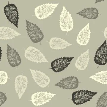 Seamless pattern with leaves on light background Stock Illustration