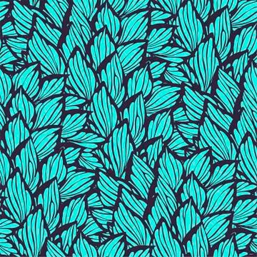 Seamless pattern with leaves made in graphic vector style Stock Illustration